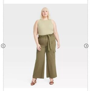 🆕👖High-Rise Wide Leg Cargo Pants - Olive Green